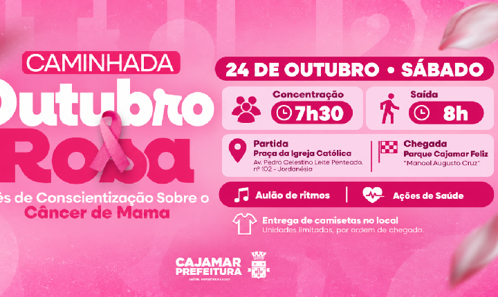 Caminhada Outubro Rosa será realizada neste sábado (24) em Cajamar
