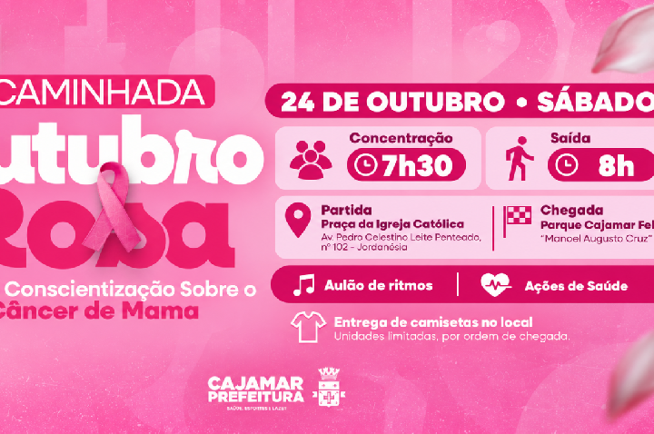 Caminhada Outubro Rosa será realizada neste sábado (24) em Cajamar