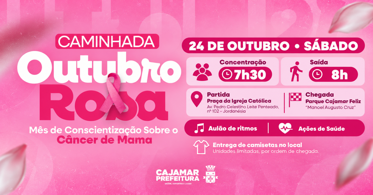 Caminhada Outubro Rosa será realizada neste sábado (24) em Cajamar